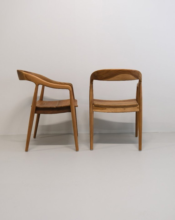 Image 1 of Eetkamerstoelen – massief teak (set van 6)