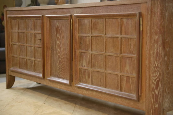 Cerused oak sideboard signed Maurice Rinck 1940s – Storage cabinet, Vintage (photo 11 of 17)