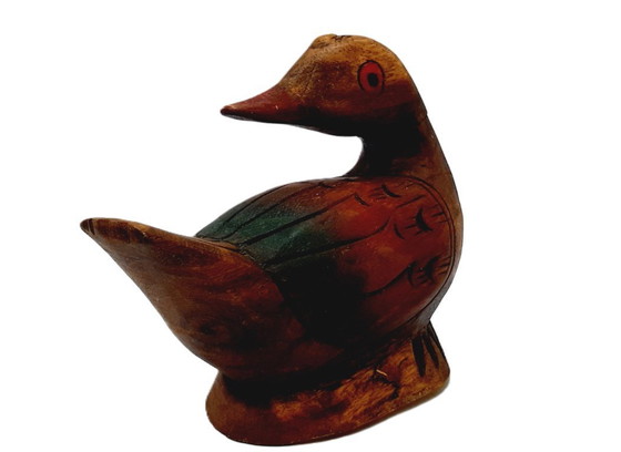 Image 1 of Hand carved and painted wooden bird, duck, figure