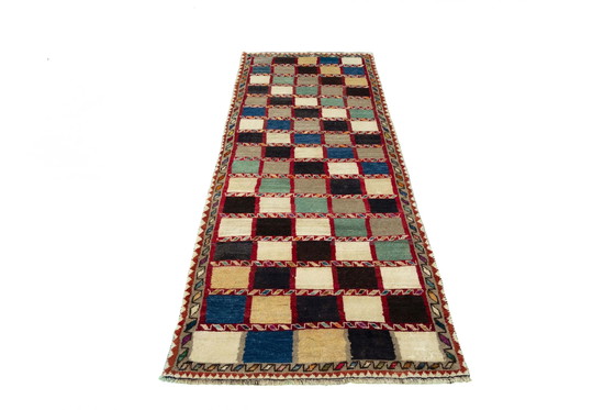 Image 1 of Hand-knotted Gabbeh Nomadic Carpet 280 X 104 Cm - Colored Mosaic Look