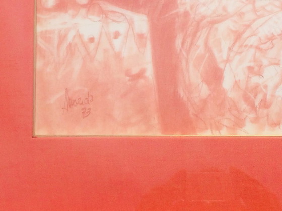 Image 1 of Alvarido, Large Red Chalk: 'The Gift' 70s Vintage