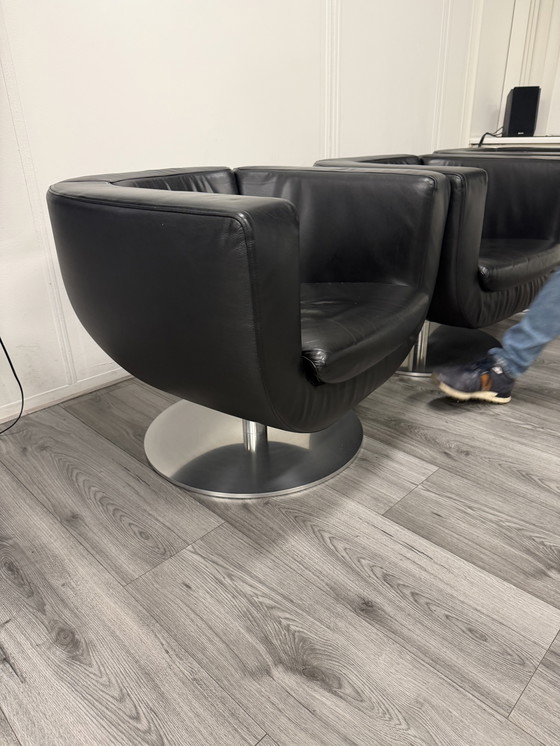 Image 1 of 3x B&B Italia Draaifauteuil zwart leer