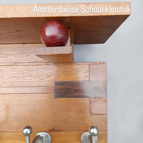 Perchero Art Déco de la Escuela de Ámsterdam – Wood, Glass (photo 4 of 5)