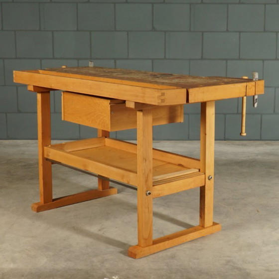 Image 1 of Vintage robust wooden workbench – 1960s/70s