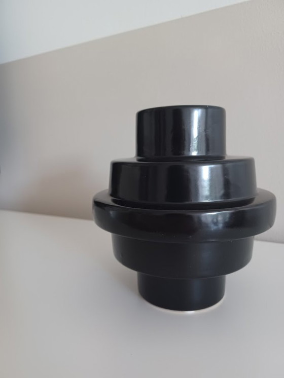 Image 1 of Vase, Modern. Daan Kromhout. Black Ceramic, Mat/Satin