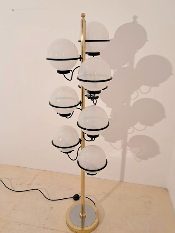 Image 1 of Gino Sarfatti-style floor lamp with 9 lights.
