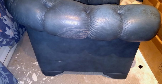 Image 1 of Sillón y reposapiés Chesterfield en turquesa