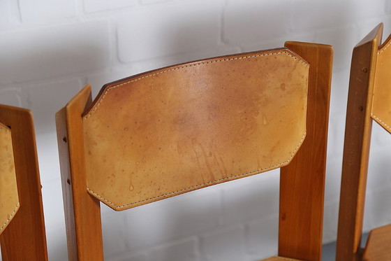 Image 1 of 4 sedie da pranzo vintage Wasa in legno di faggio e pelle