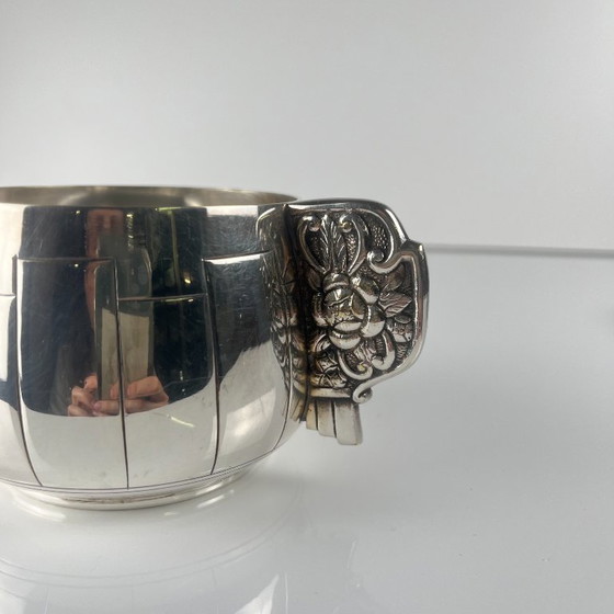 Image 1 of Pair of Art Deco silver-plated cups and saucers, Corbière & Vuillermoz (attributed), France, circa 1920/30.