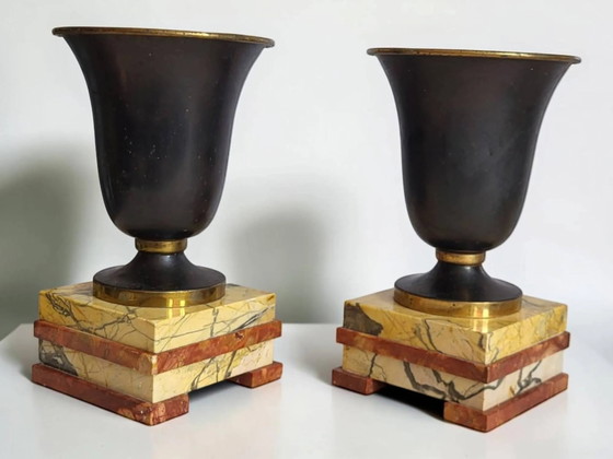 Coppia di vasi Art Déco – Marble, Metal, Art Deco (photo 3 of 9)