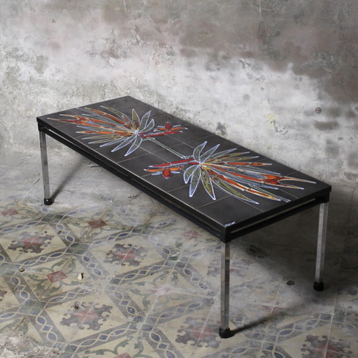 Mesa de centro original de Adri Belarti – Mesa de azulejos vintage de los años 60/70 – salontafels, Aluminium, Ceramic