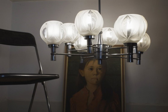 Sputnik Chandelier 8 Light Mid Century Chrome Faceted Glass Globes Ceiling Lamp Space Age Atomic – Metal (photo 24 of 52)