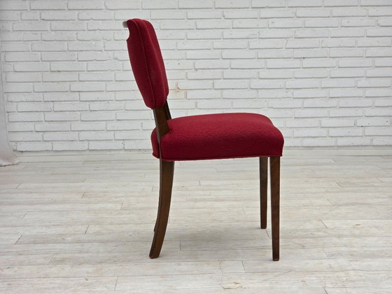 Image 1 of 1960, set van 6 Deense eetkamerstoelen van Slagelse Møbelværk, meubelwol, beukenhout.