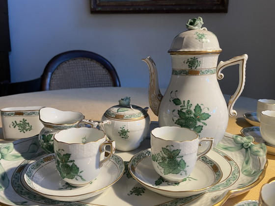 Image 1 of Herend Hungary Handgeschilderd Koffieservies - 29 Delig