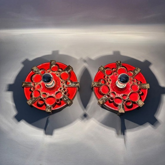 Image 1 of Pareja de apliques de cerámica Hustadt Leuchten , años 70