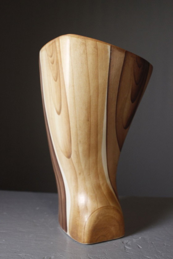 Image 1 of Grandjean Jourdan in Vallauris - Large satin-finish faux wood vase, France, 1950s