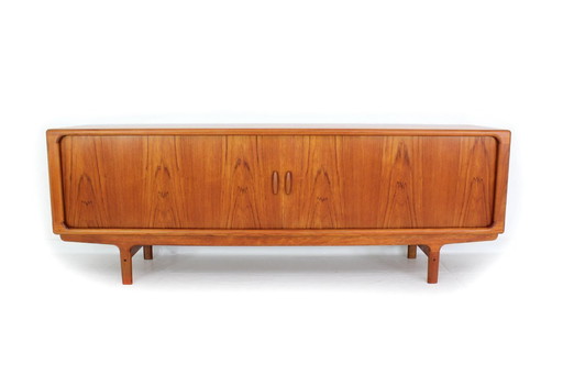 as new, Dyrlund Danish Mid - Century Teak Sideboard / Vintage Credenza with tambour doors, fully restored