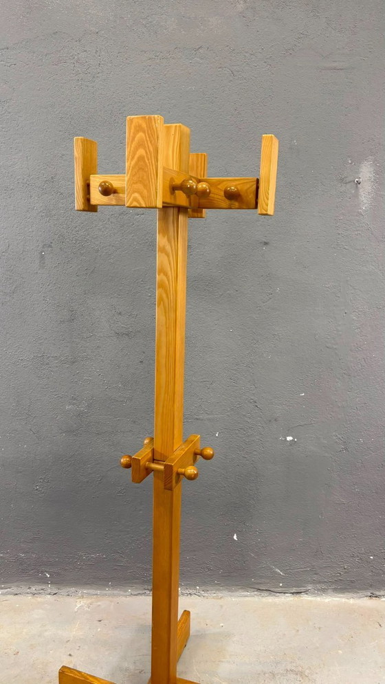 Image 1 of Freestanding Mid-Century Pine Coat Rack, Solid Wood, 1970s, Europe