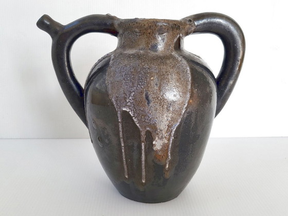 Image 1 of Französische Art-Déco-Vase von Léon Pointu, Steinzeug, Saint-Amand-en-Puisaye