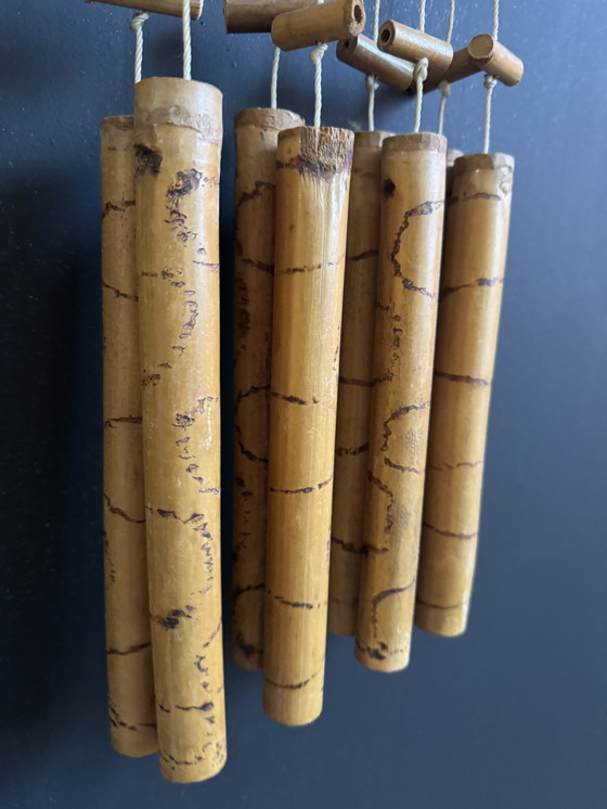 Image 1 of Vintage Bamboo Owl Wind Chime