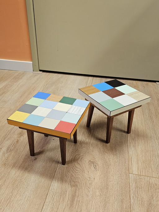 Set van 2 Vintage Plantentafeltjes Bijzettafeltje Tafeltje