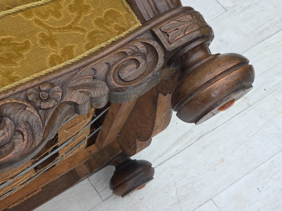 Image 1 of 1960er Jahre, Dänischer Sessel, Möbelwolle, massives Eichenholz.