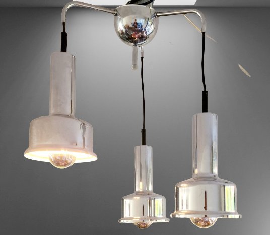 Image 1 of Suspension vintage danoise avec abat-jour chromé