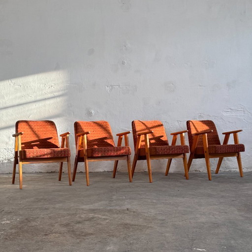 Ensemble de 4 fauteuils hongrois de style type 366, années 1960