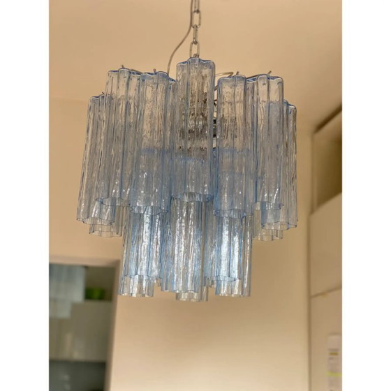 Image 1 of Lámpara de araña Tronchi estilo Murano azul cielo italiano