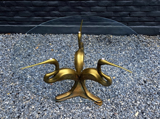 Hollywood Regency Coffee Table – Brass, Glass (photo 4 of 11)