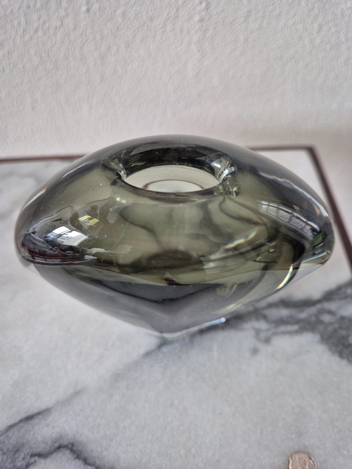 Sommerso vase with gray glass encased in clear, 1950s.