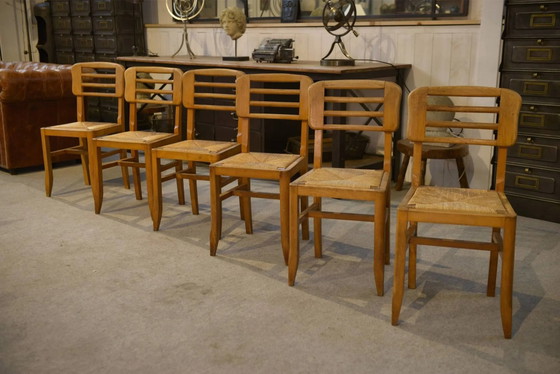 Set of 6 Pierre Cruège chairs from the 1950s. – Dining chairs, Wood, Mid Century Modern (photo 4 of 14)