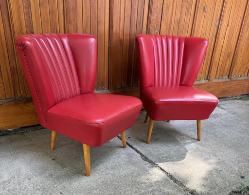 Ensemble de chaises cocktail Mid-Century Sky Red, années 1950