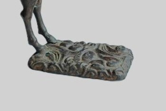 Image 1 of Bronze/metal statue of a rearing horse. Height 50 cm.