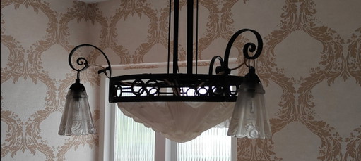 Original Jugenstihl chandelier. – kroonluchters, Iron, Glass (photo 2 of 12)
