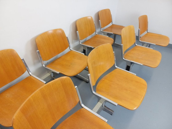 Image 1 of Suite Of 4 Benches Giancarlo Piretti For Castelli Vintage In Wood And Aluminum From The 70s