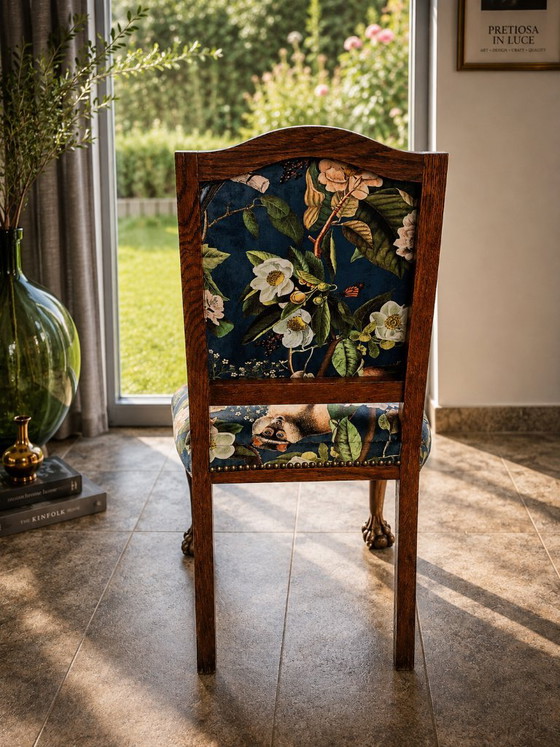 Fauteuils à griffes vintage - Tissu en velours exotique – Chaises & fauteuils, Velvet, Wood (photo 4 of 5)
