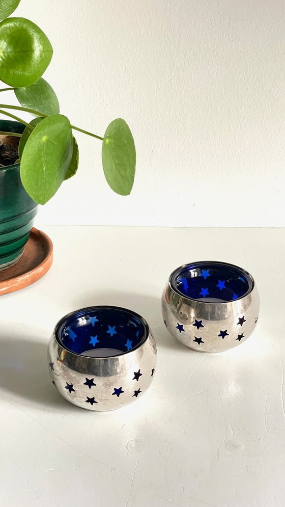 Image 1 of PHOTOPHORES Métal Argenté et Etoiles