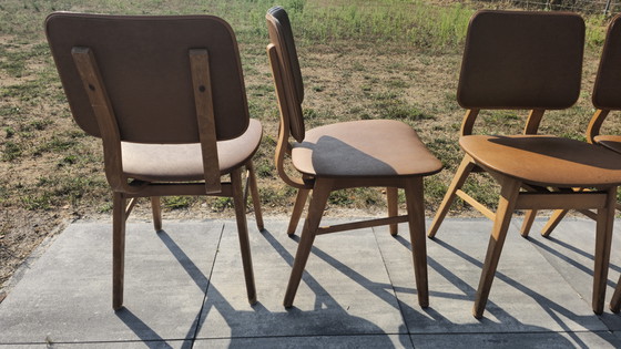 Set di 4 sedie da pranzo vintage retrò | Legno marrone – Textile, Wood (photo 8 of 11)