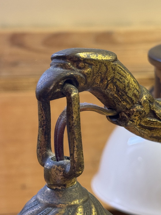 Image 1 of Rare Art Nouveau pendant lamp | 3 perfect original opal glass shades | 1905–1925