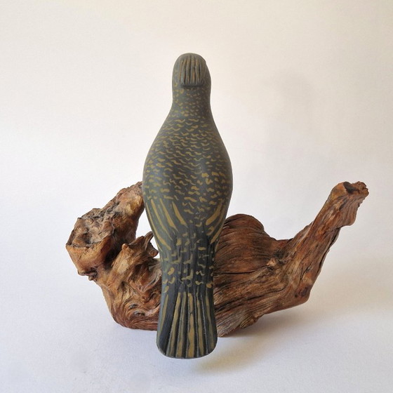 Svante Svensson - Wooden Cormorant Sculpture on Tree Trunk - Signed (photo 5 of 8)