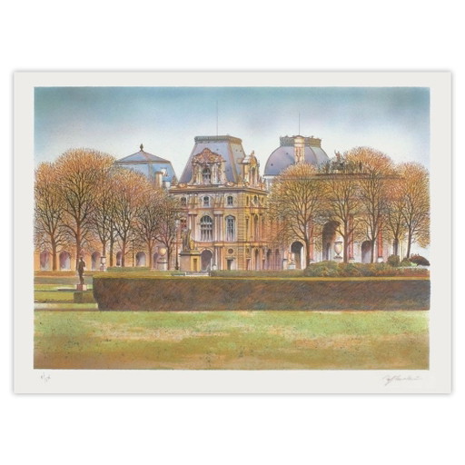 Rolf RAFFLEWSKI Paris, le Louvre Lithographie signée 1990