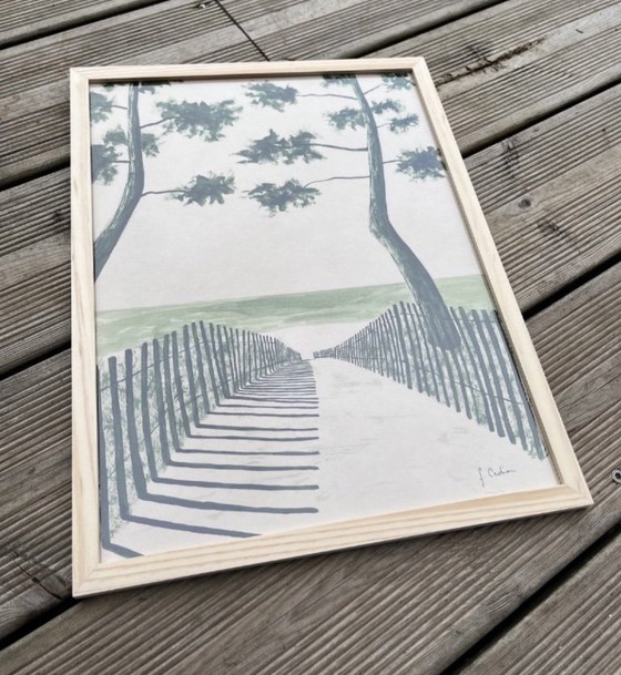 Image 1 of Inchiostro verde oliva su carta naturale da 250 g. Dimensioni 40x30 cm.