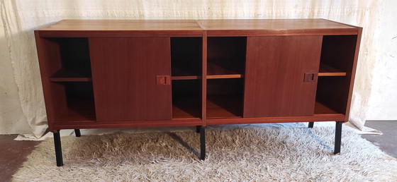 Image 1 of Aparador modernista de teca de René-Jean Caillette para Charron - Años 50/60