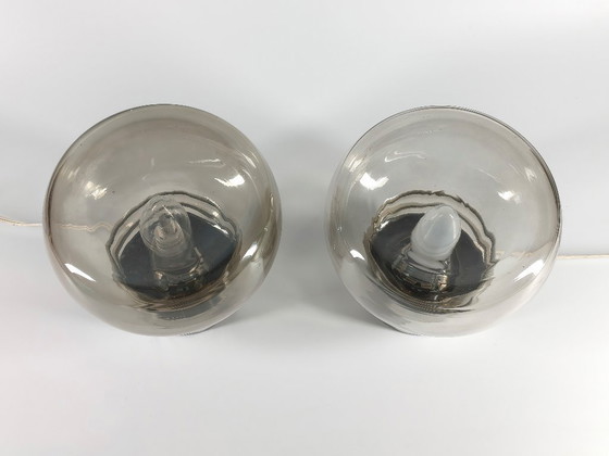 Coppia di Lampade da tavolo Vintage anni '70 in Vetro Fumè – Illuminazione Design Retrò (photo 7 of 11)