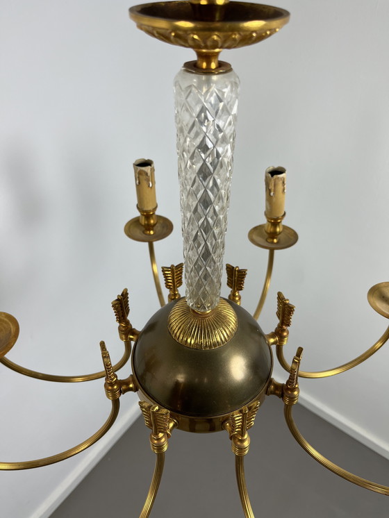 Image 1 of Vintage 1940s/50s gold plated French chandelier