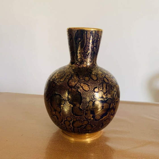 Image 1 of Blue and gold porcelain vase, Jean Mazeaud & Faverot, Ateliers JMF Sèvres