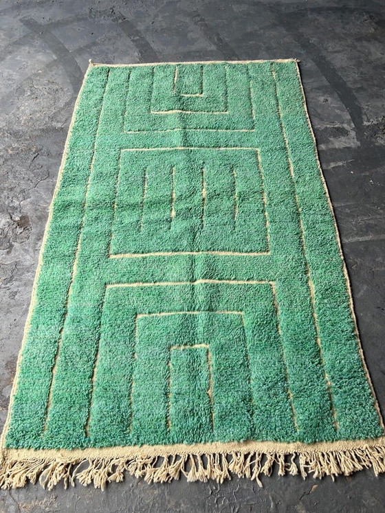 Tapis En Laine Traditionnelle Artisanale Fait Main Vert 1,5-2,5 M – Alberto Bazzani, Wool (photo 7 of 7)