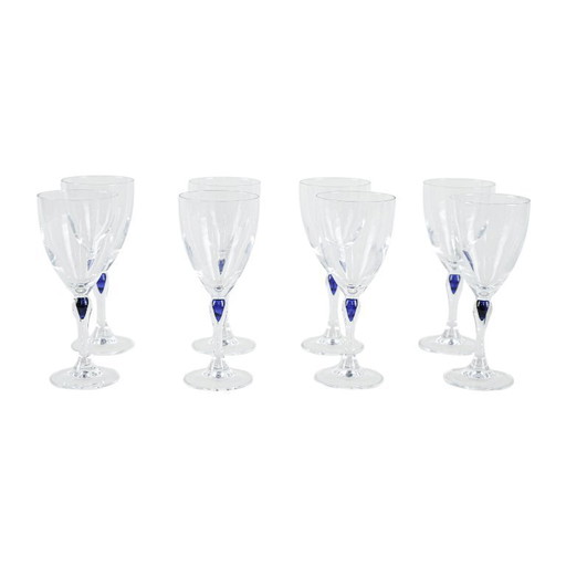 Servizio di bicchieri Venise Saphir, design francese, anni '70, prodotti da Cristal d'Arques