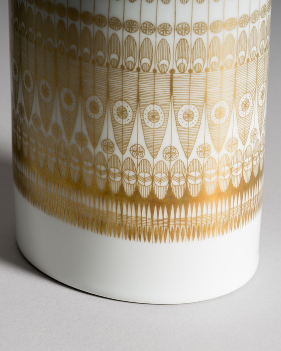 Image 1 of Geometria dorata: trio di vasi in porcellana Rosenthal Studio-Line di Theo Baumann e Tapio Wirkkala, Germania, fine anni '60